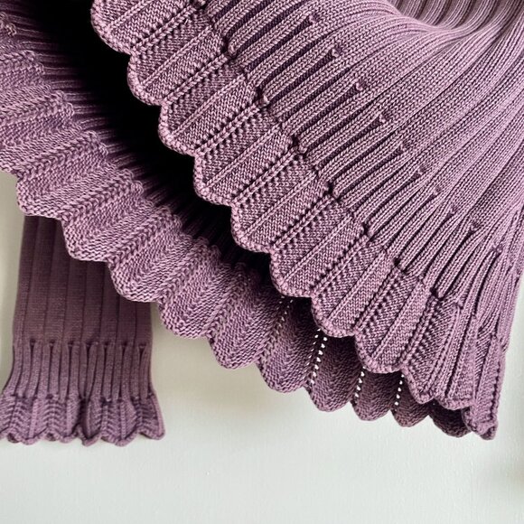 Anthropologie Isabella Bird V Neck Sweater Size M Purple Ribbed Cable Knit - Picture 6 of 10